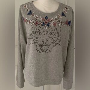 ANTHROPOLOGIE Luna Mercantile Co. Tiger Graphic Sweatshirt.